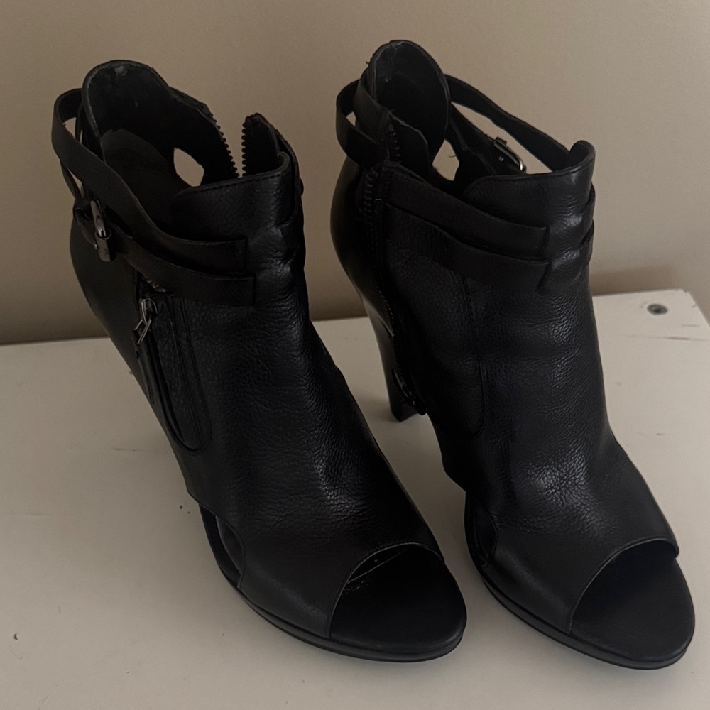 Nine West Black Peep-Toe Ankle Booties